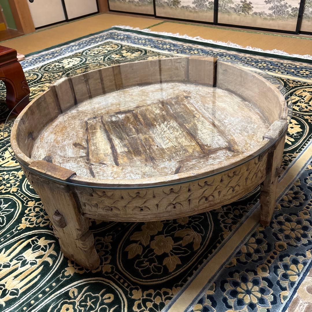 インド　チャパティテーブル　アンティーク