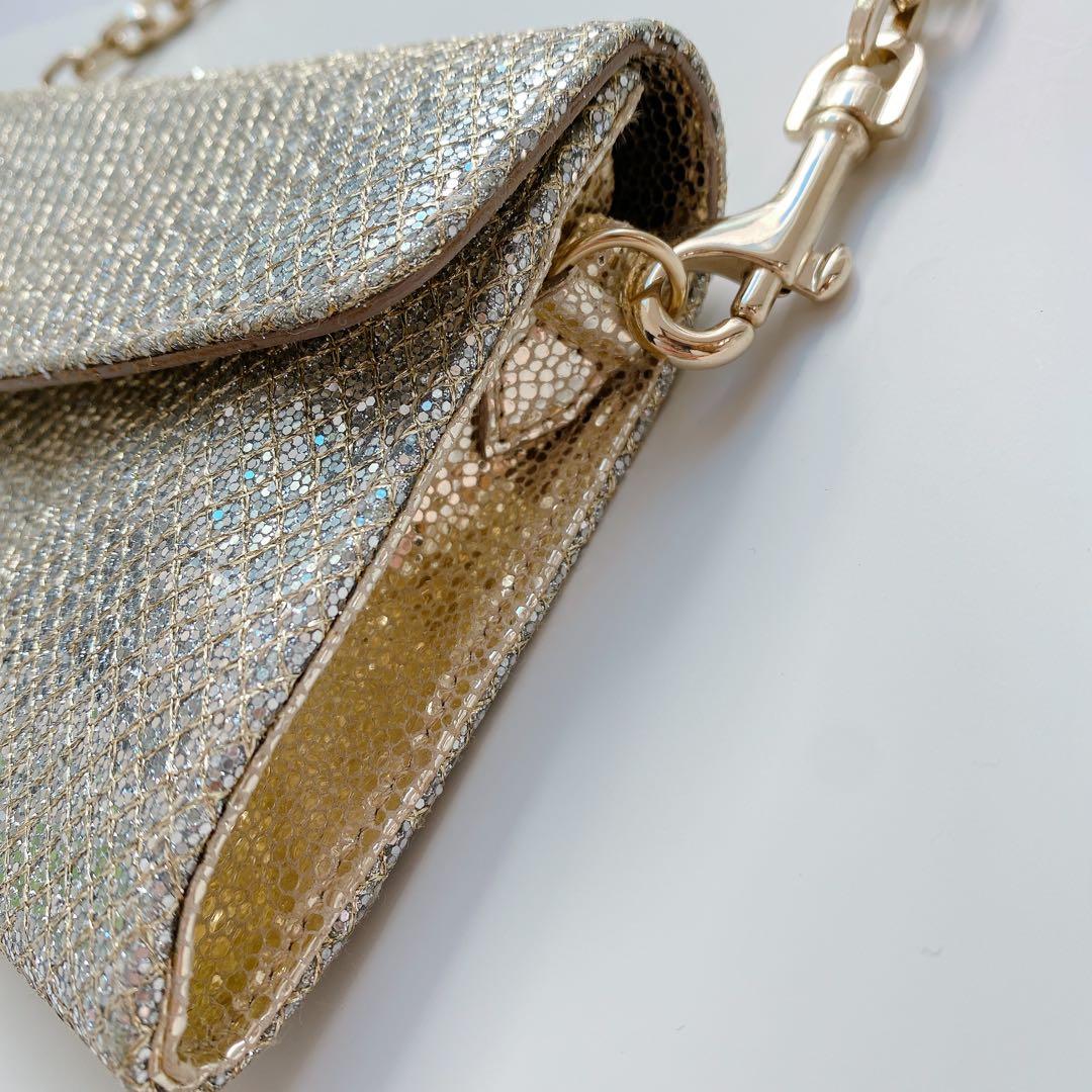 ジミーチュウ　ハンドバッグ　シルバー×ゴールド