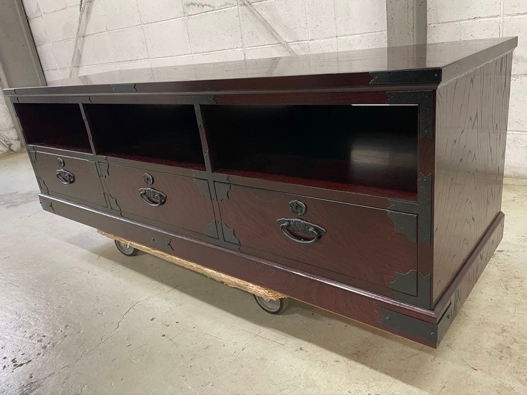 【豪華】民芸TVボード 150cm幅 高級ケヤキ材 民芸家具 テレビ台