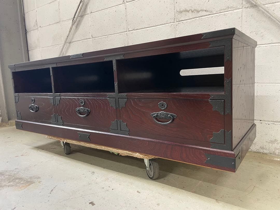 【豪華】民芸TVボード 150cm幅 高級ケヤキ材 民芸家具 テレビ台