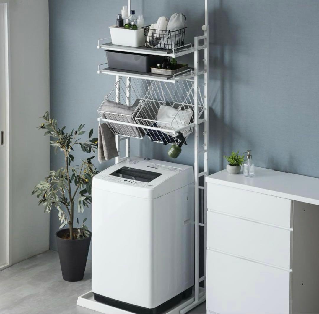 【値下げ中】 タンスのゲン ランドリーラック幅 64~94cm ホワイト