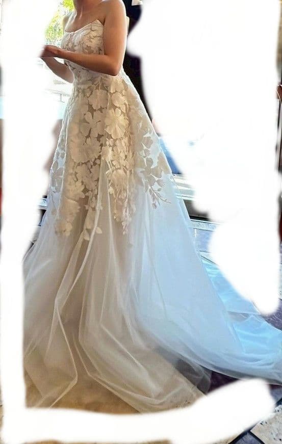 dressproduction フラワーレースベアトップチュールドレス W313