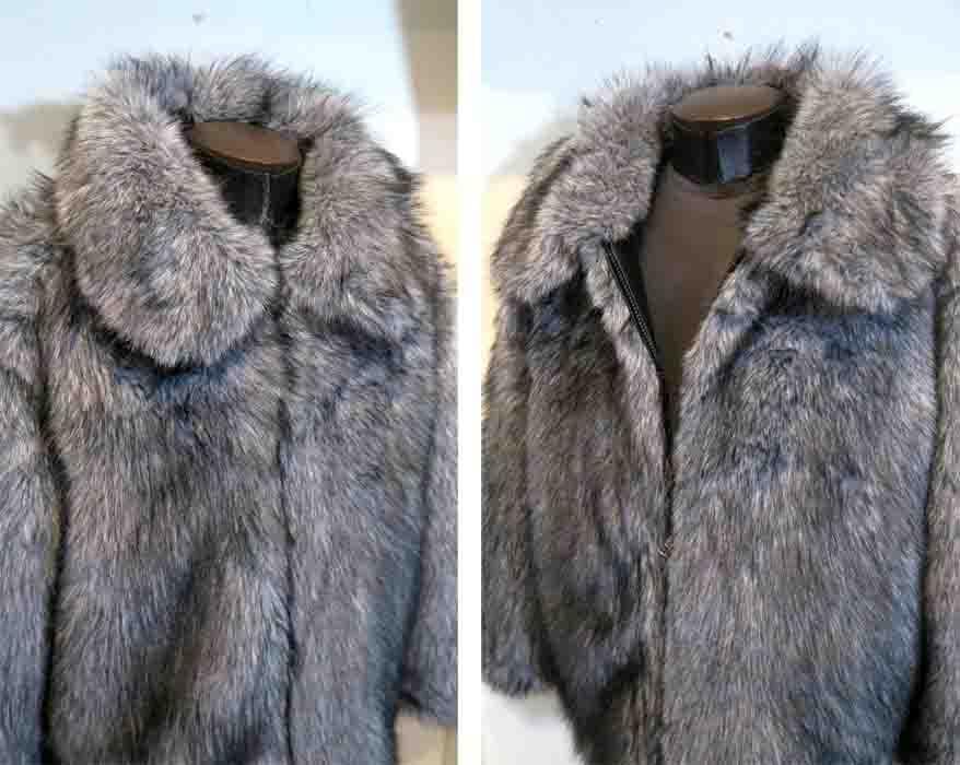 S ファー ブルゾン ジップアップ 大きな襟 グレー ロック ロカビリー V系