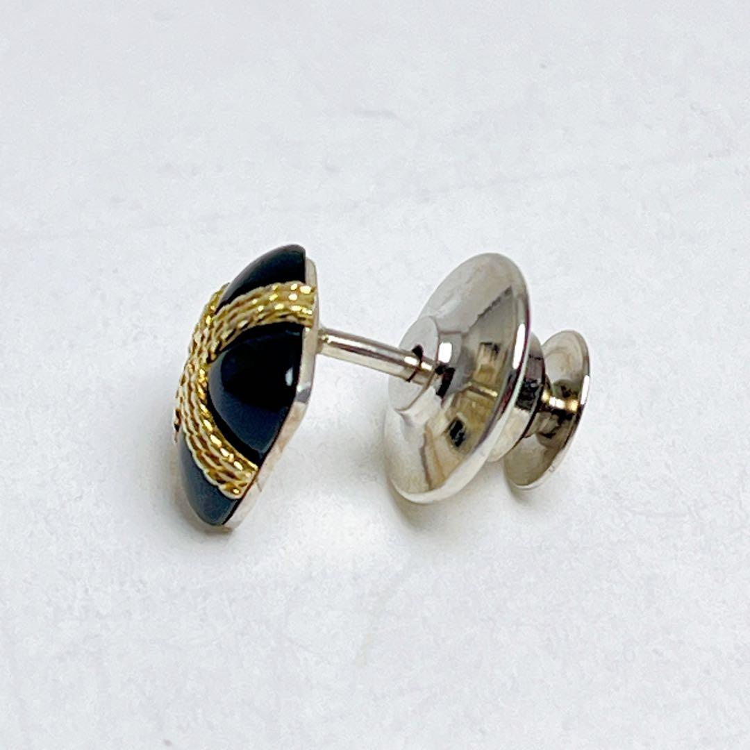 ティファニー　スクエア オニキス　コンビ　ピンブローチ　ピンズ　925 750