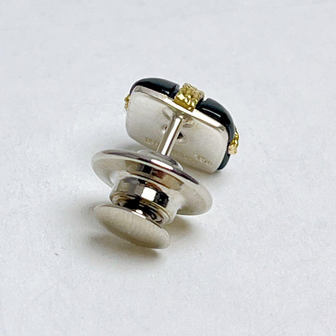 ティファニー　スクエア オニキス　コンビ　ピンブローチ　ピンズ　925 750