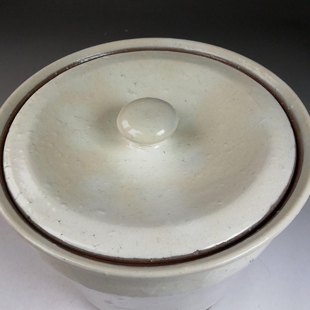 Ｔ９９５　水指　『粉引　水指』『塗替蓋付』『宇田佐平 造』　共箱　茶道具