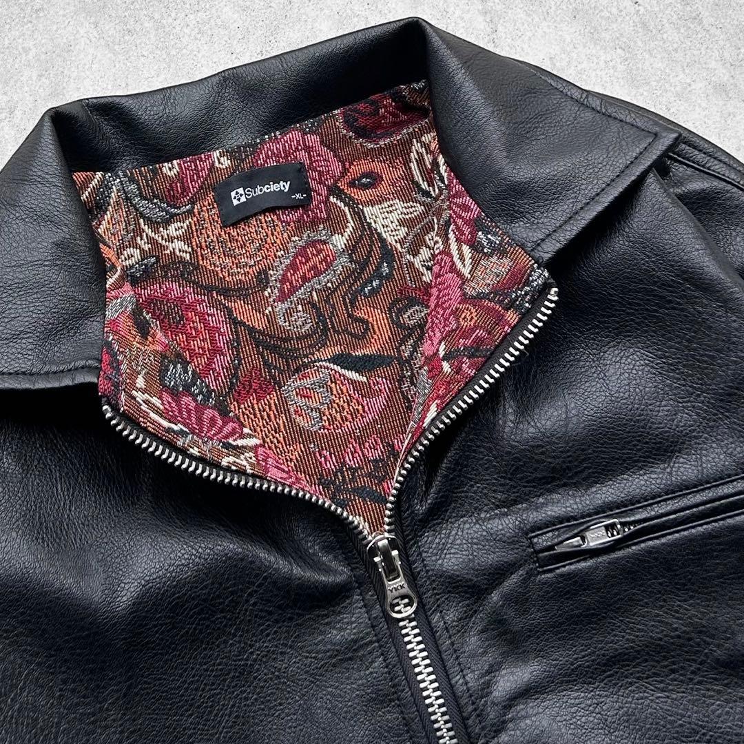 専用！未使用級 最新 Subciety 裏地 ペイズリー柄 レザージャケット