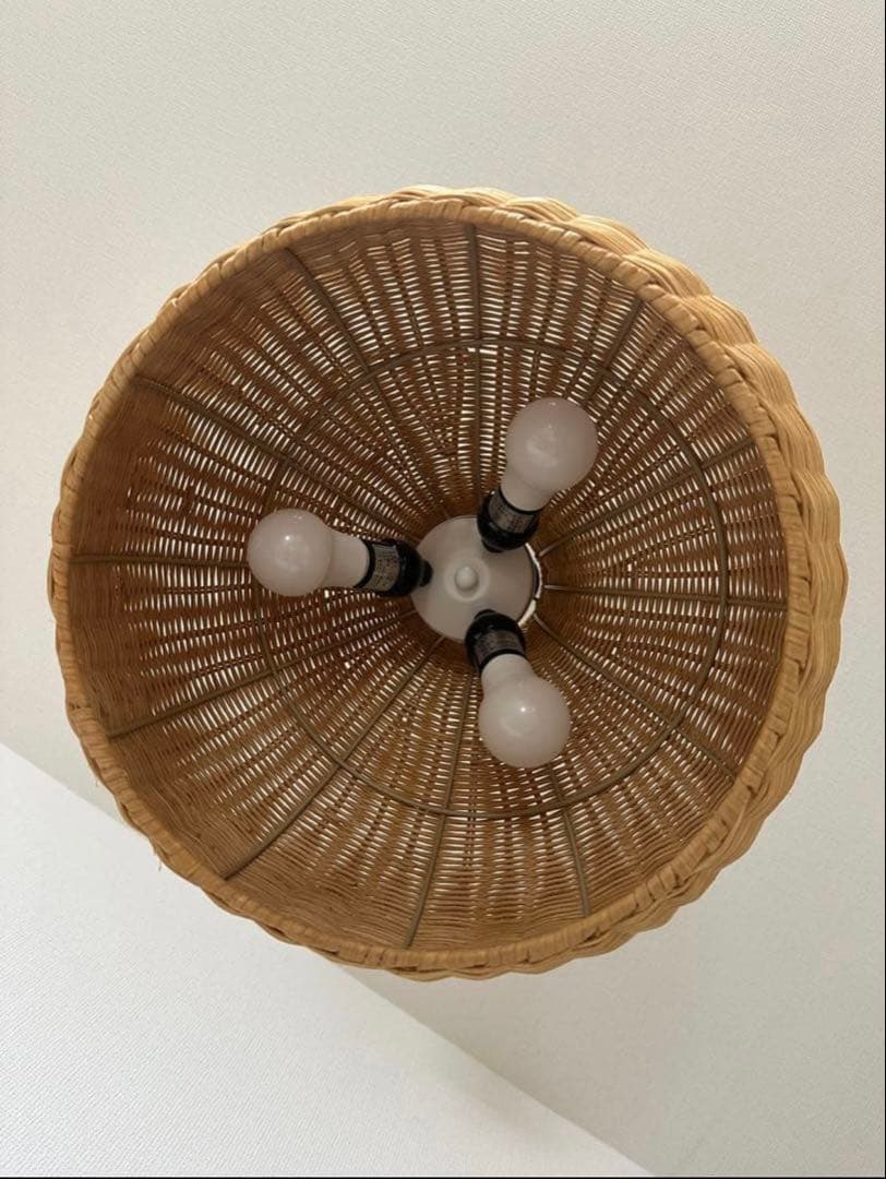 ラタンシェードペンダントライト 3灯 ANM 照明 電球付き ニトリ 美品