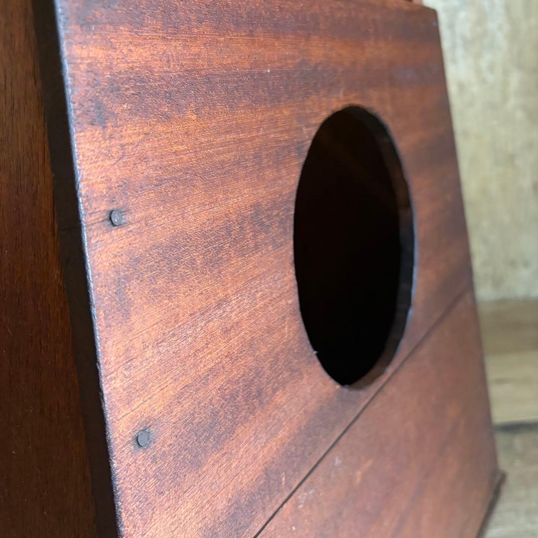 昭和レトロ　ヴィンテージ　木製踏み台　丸穴屑入　古道具　オイルフィニッシュ
