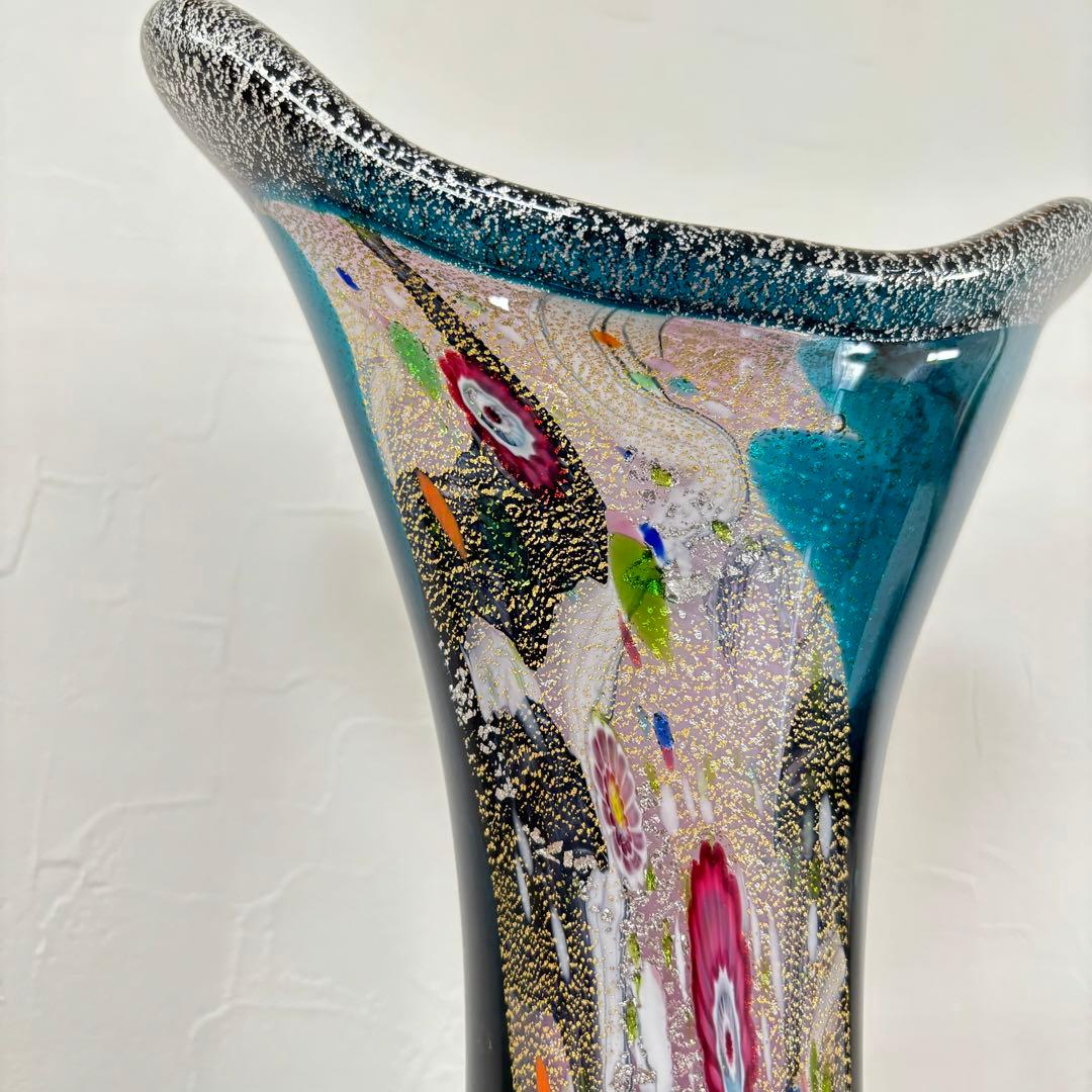 現代の名工 黒木国昭 金・プラチナ象嵌 「夢光琳」 32cm 箱付き 花器