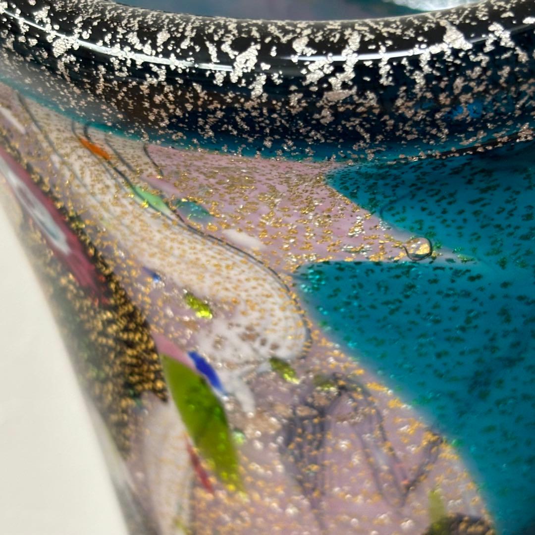 現代の名工 黒木国昭 金・プラチナ象嵌 「夢光琳」 32cm 箱付き 花器