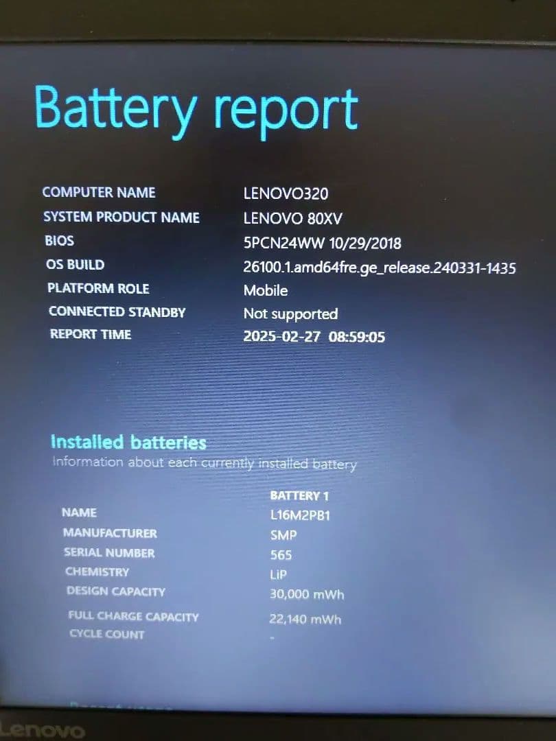 Lenovo ideapad 320 メモリ8GB(注意：ストレージなし)