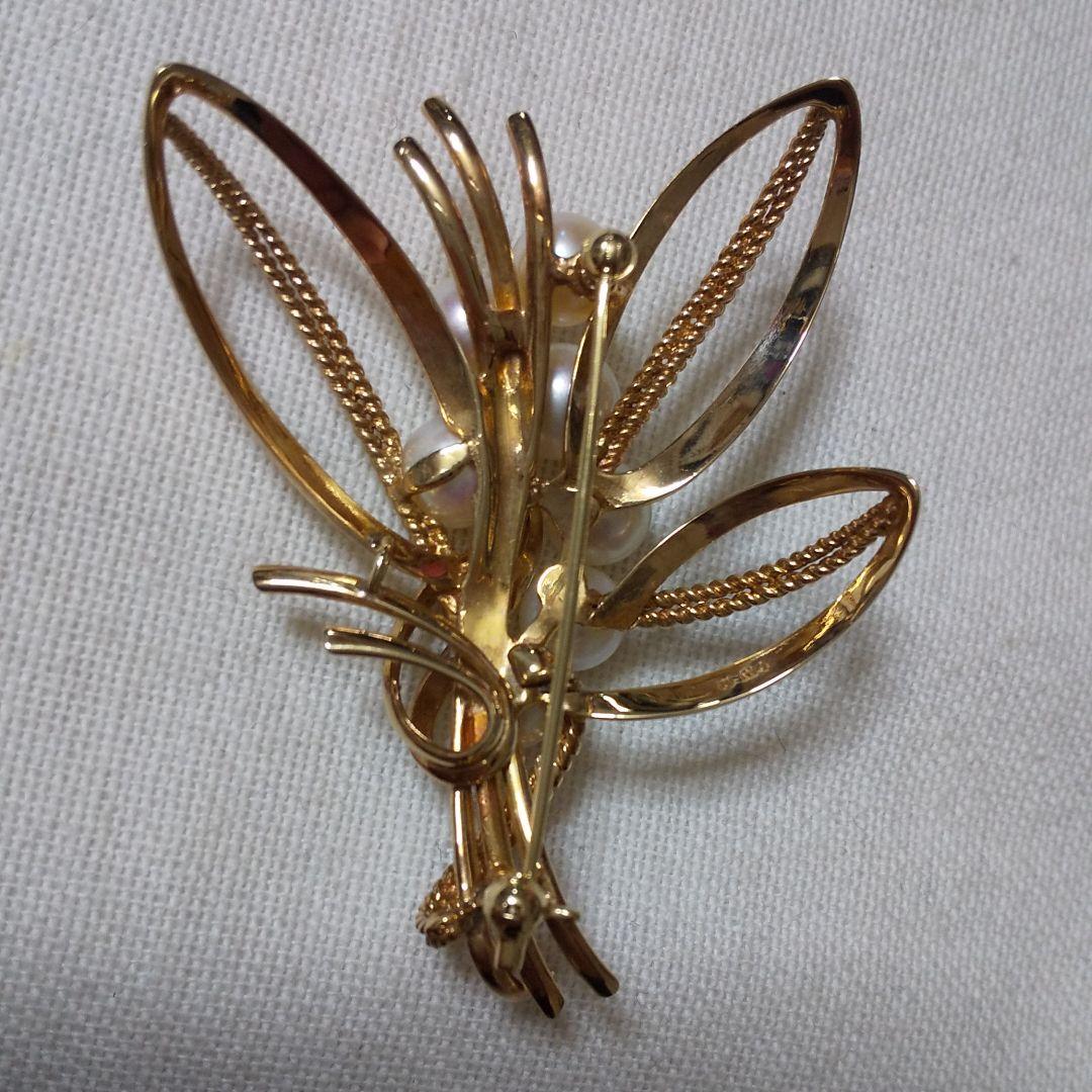 ミキモトアコヤ真珠パールK14ブローチ16,9グラム