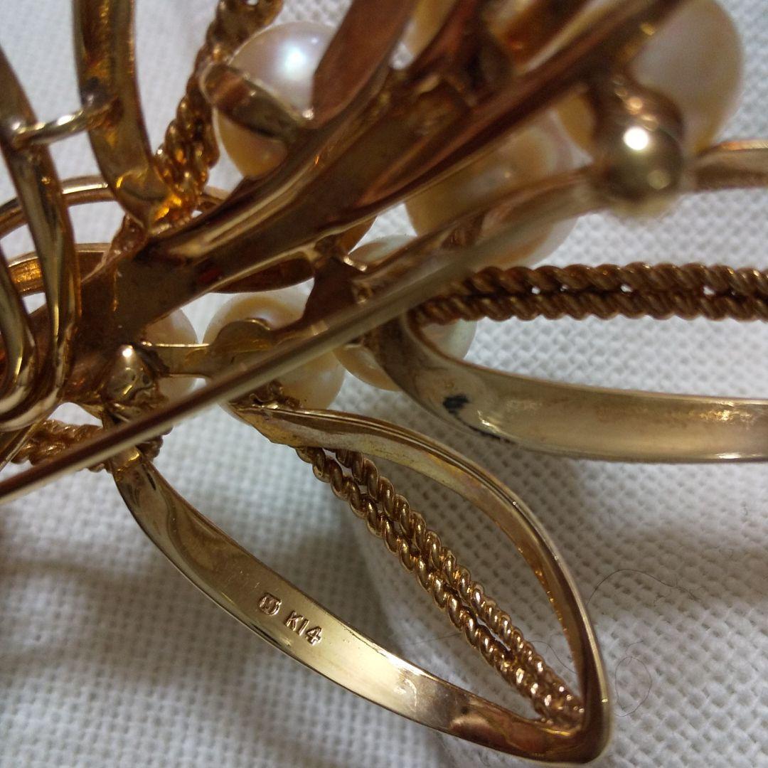 ミキモトアコヤ真珠パールK14ブローチ16,9グラム