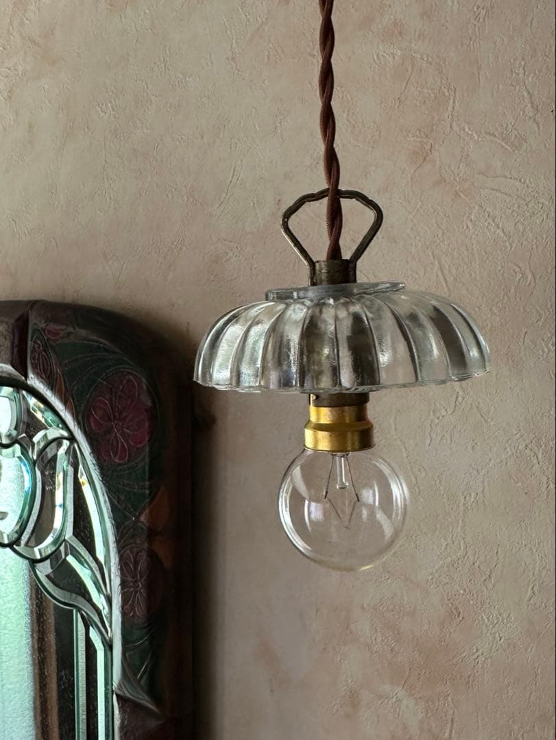 1920年代 フランス アンティーク 大きなお花の可愛いアトリエランプ＊