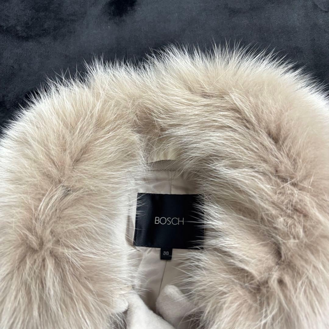 ボッシュ✨新品未使用 フォックスファー付チェスターコート カシミヤ混 サイズ38