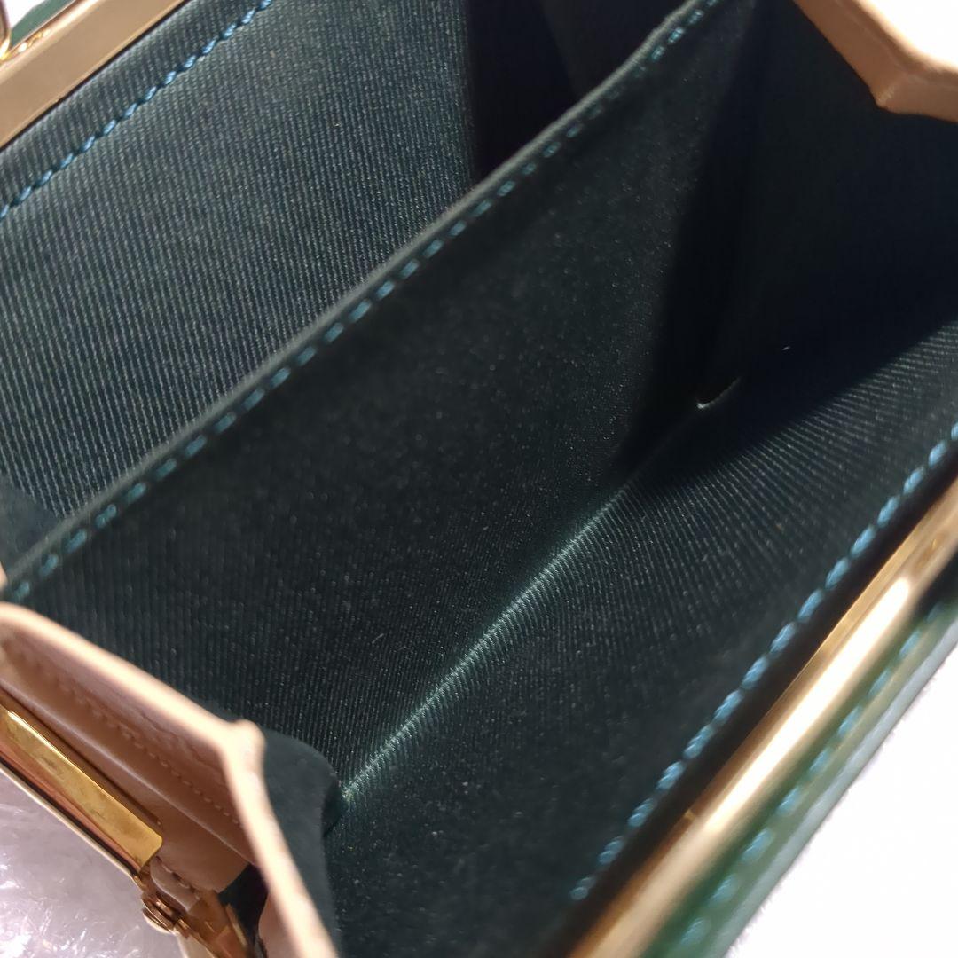 グリーン系統 がま口 折り財布 新品未使用 ペルケ