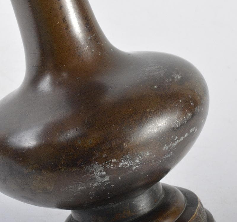 中国　古銅　饕餮文　長頸瓶　V　R4312