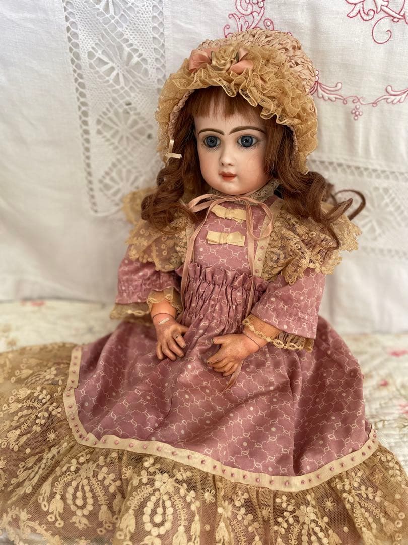 ˚✧₊⁎断捨離SALE品⁎⁺˳✧༚ ♡アンティークビスクドールドレス ボネ♡