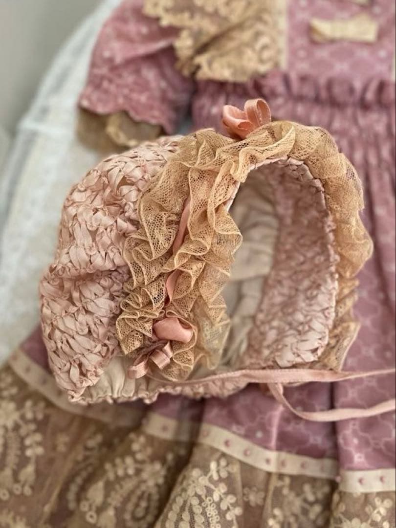 ˚✧₊⁎断捨離SALE品⁎⁺˳✧༚ ♡アンティークビスクドールドレス ボネ♡