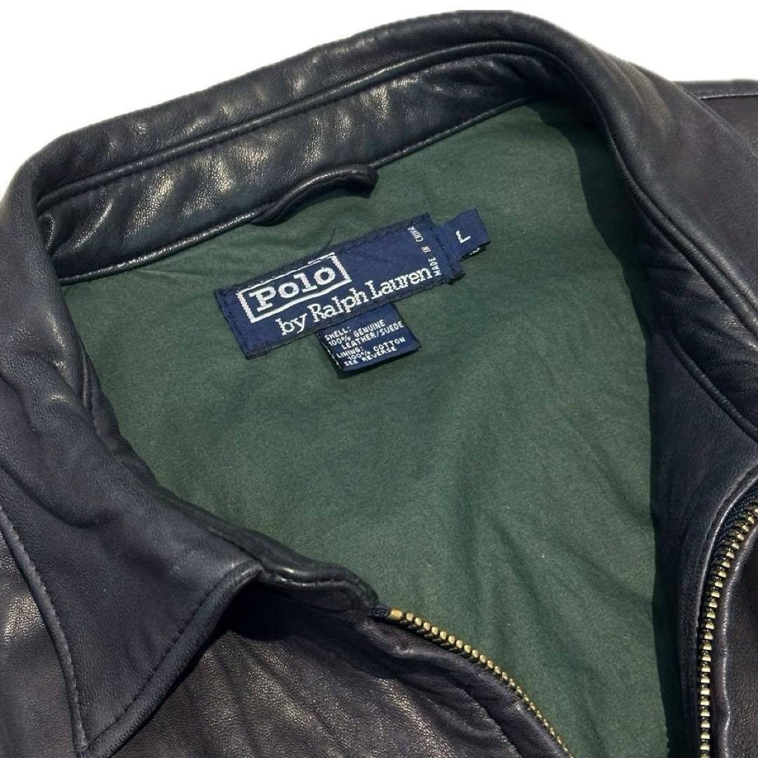 希少　90s ラルフローレン ポニーマークなし レザー スイングトップ 革ジャン