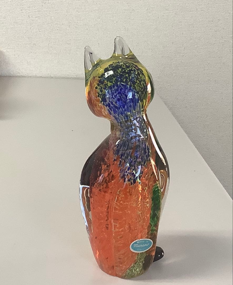 (美品)Murano glass ムラーノガラス　猫の置物職人サイン入り(底)