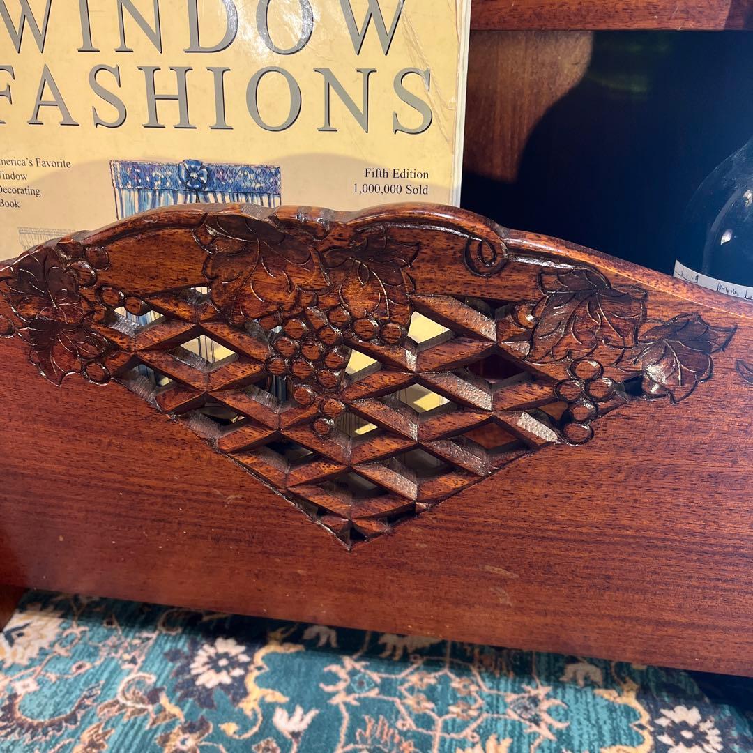 ツンデレ 希少美品　アンティークPT 吉川 葡萄園 カービング２段ラック棚