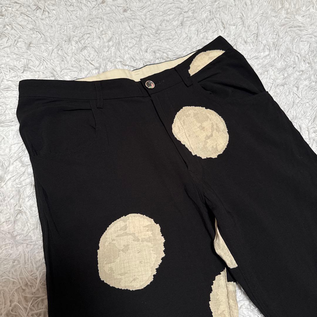 美品☆ ワイズ Y's レーヨンドットプリントパンツ ブラックベージュ サイズ2