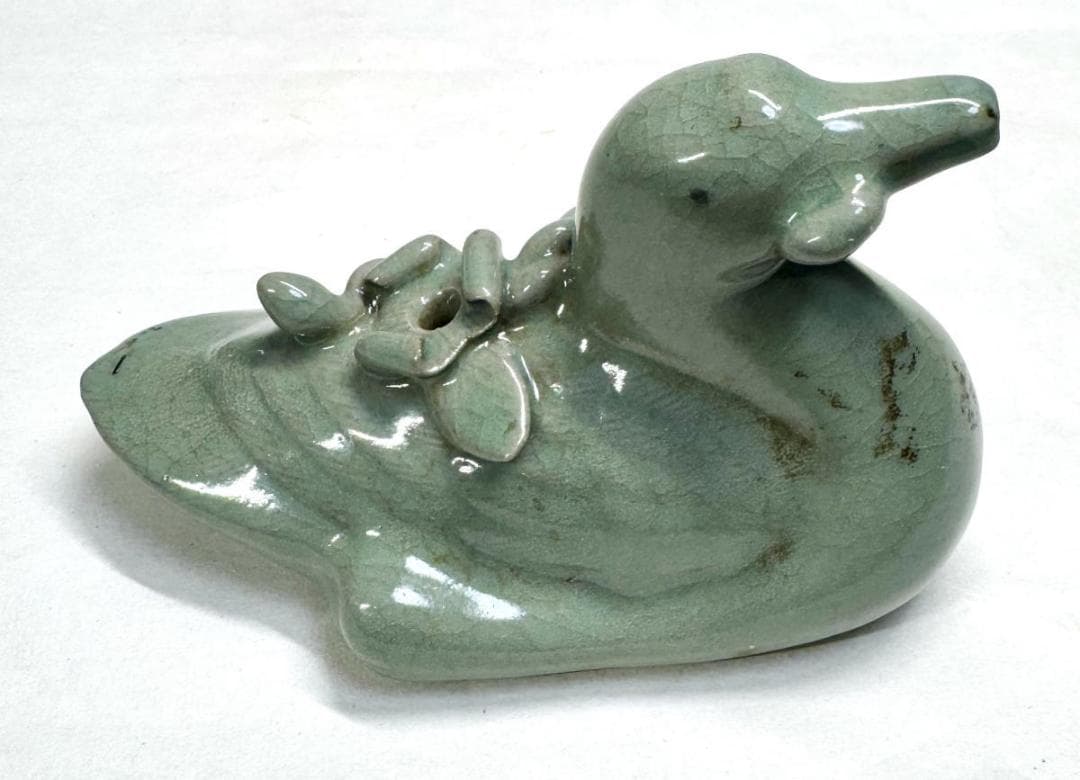 古高麗 青磁水滴 鳥 鳩 アヒル 鴨 硯滴 朝鮮古陶磁器 李朝 WWTT226