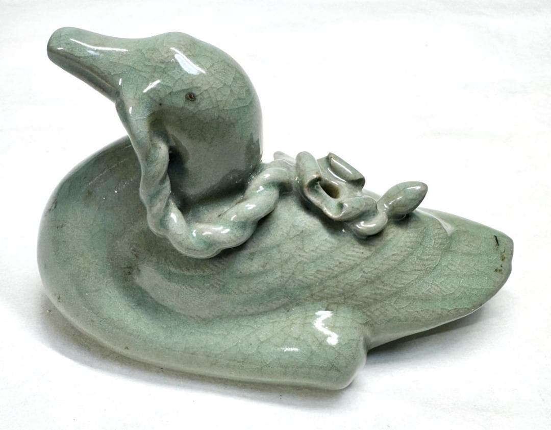 古高麗 青磁水滴 鳥 鳩 アヒル 鴨 硯滴 朝鮮古陶磁器 李朝 WWTT226
