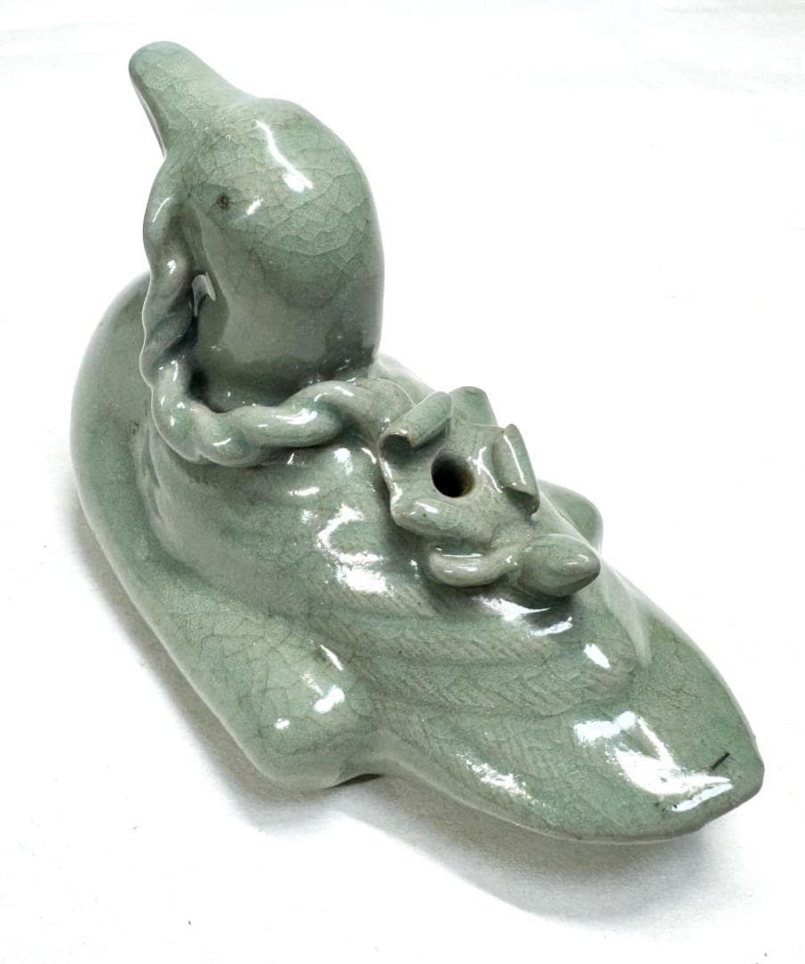 古高麗 青磁水滴 鳥 鳩 アヒル 鴨 硯滴 朝鮮古陶磁器 李朝 WWTT226