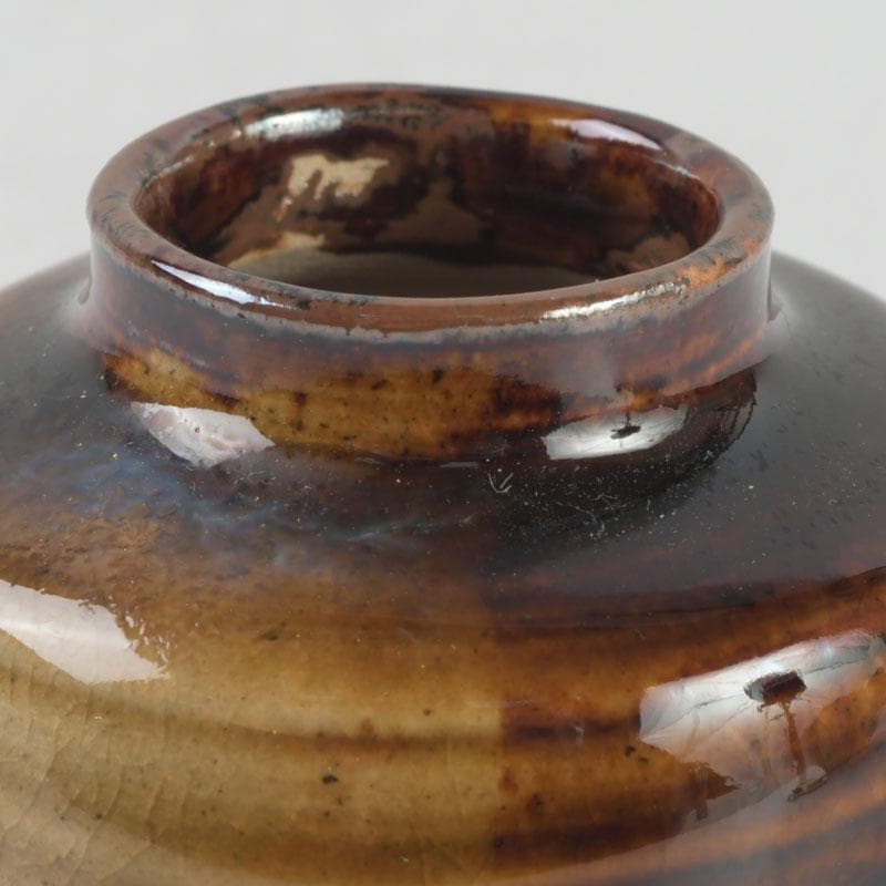 茶道具　瀬戸焼　達郎作　茶入　仕覆付　共箱　V　9689