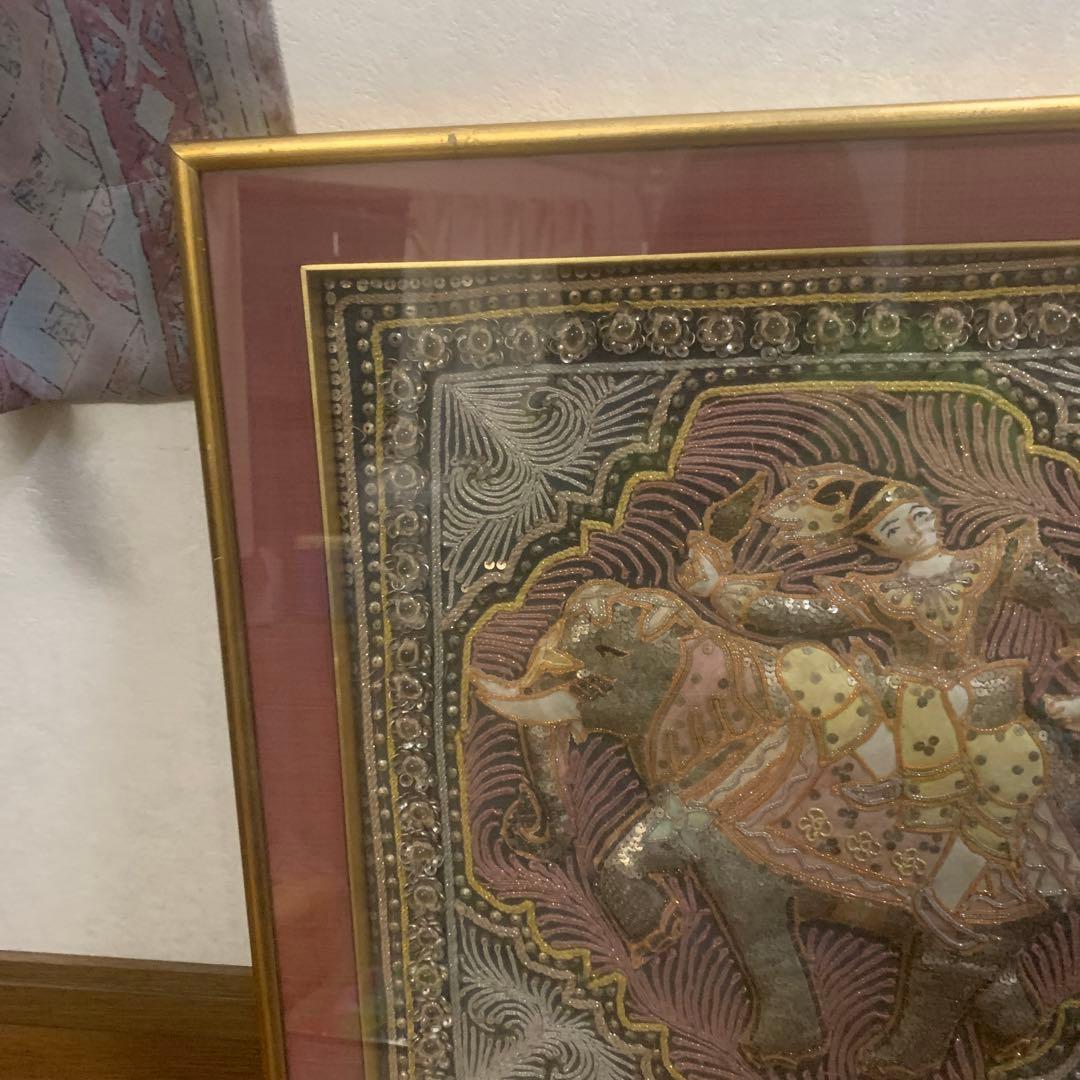 インドの伝統アート 象と騎士の絵