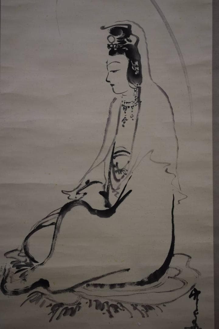 模写/栖巌/観音像図/布袋屋掛軸HD-530