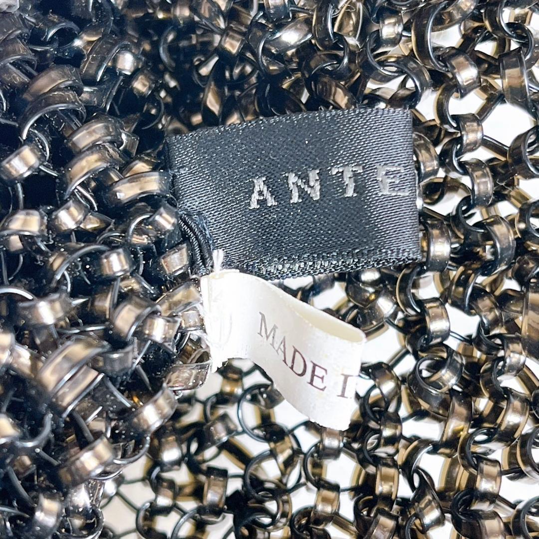 美品　アンテプリマ チャーム付き ワイヤーバッグ スクエア ブラック