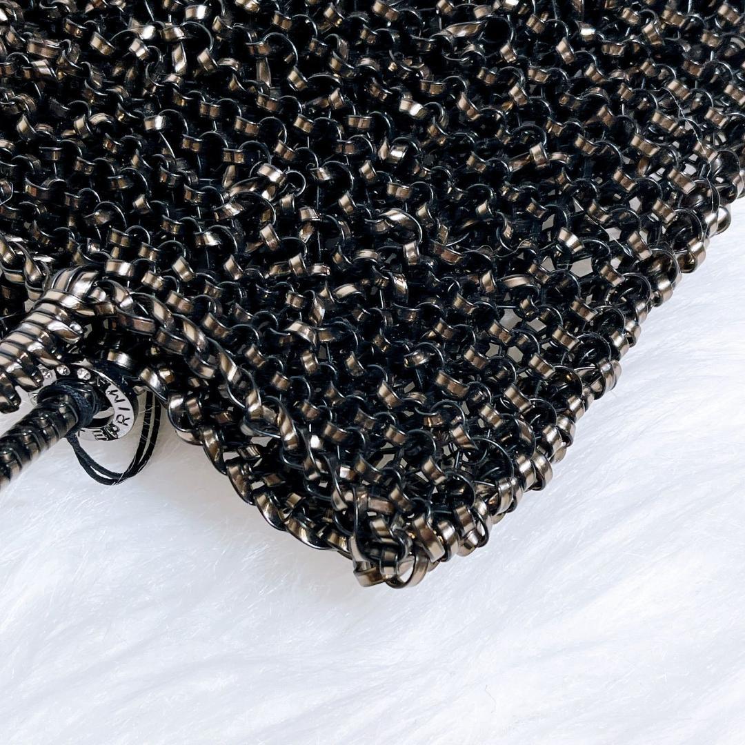 美品　アンテプリマ チャーム付き ワイヤーバッグ スクエア ブラック