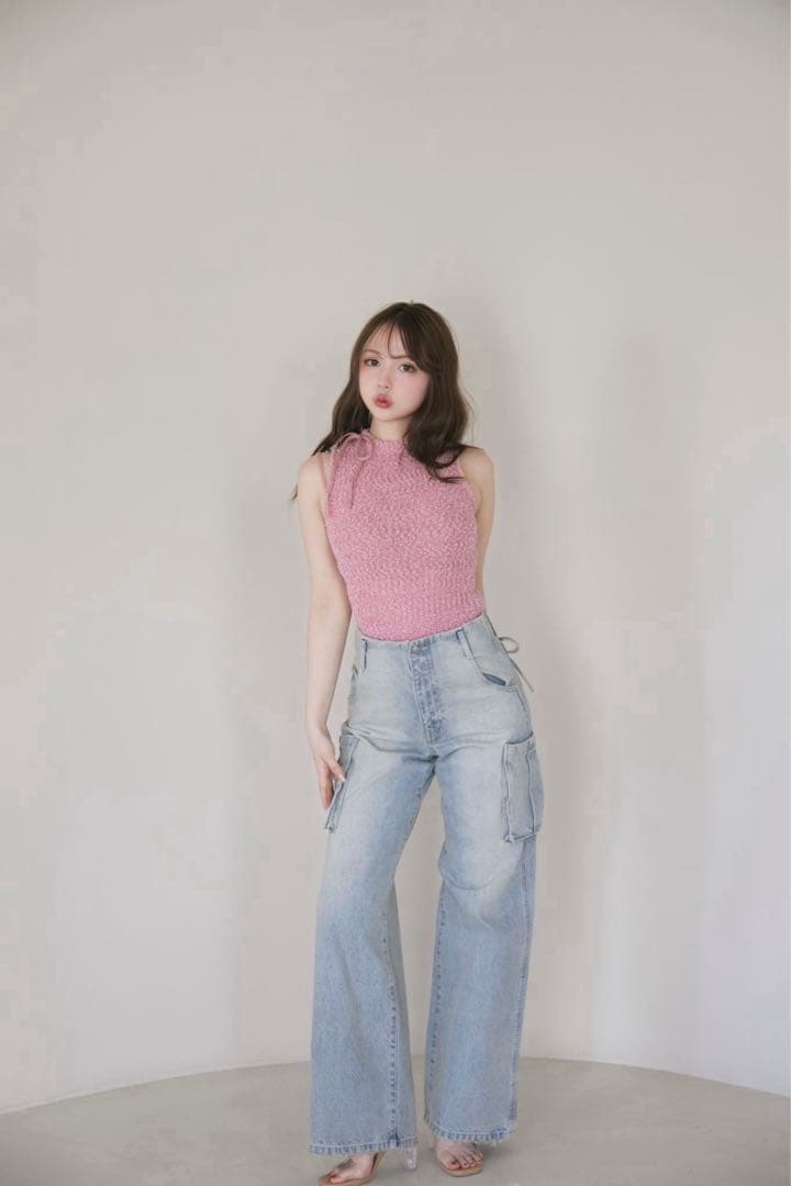 トップス andmary / Lotta ribbon tops pink