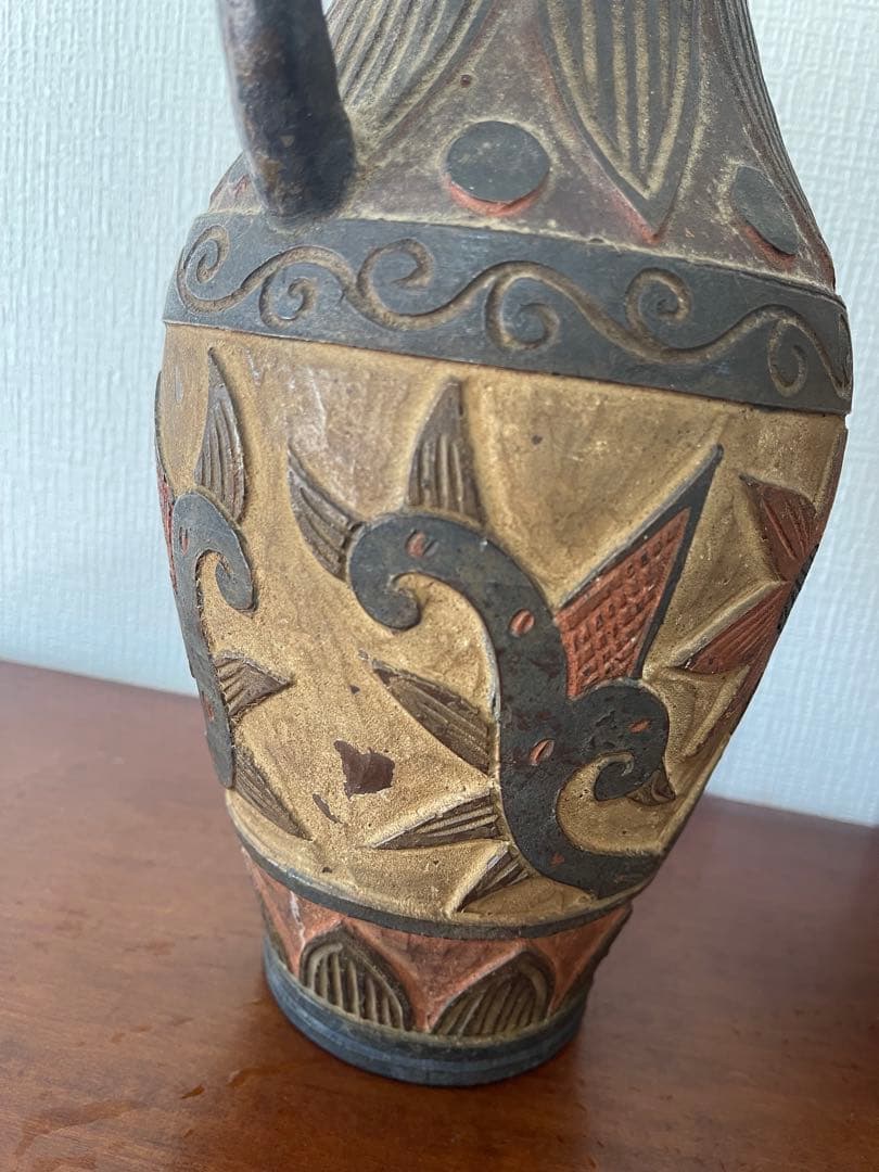 【コレクション整理】沖縄 焼物 壺屋焼 琉球古典焼 陶器 やちむん 花瓶 木箱付