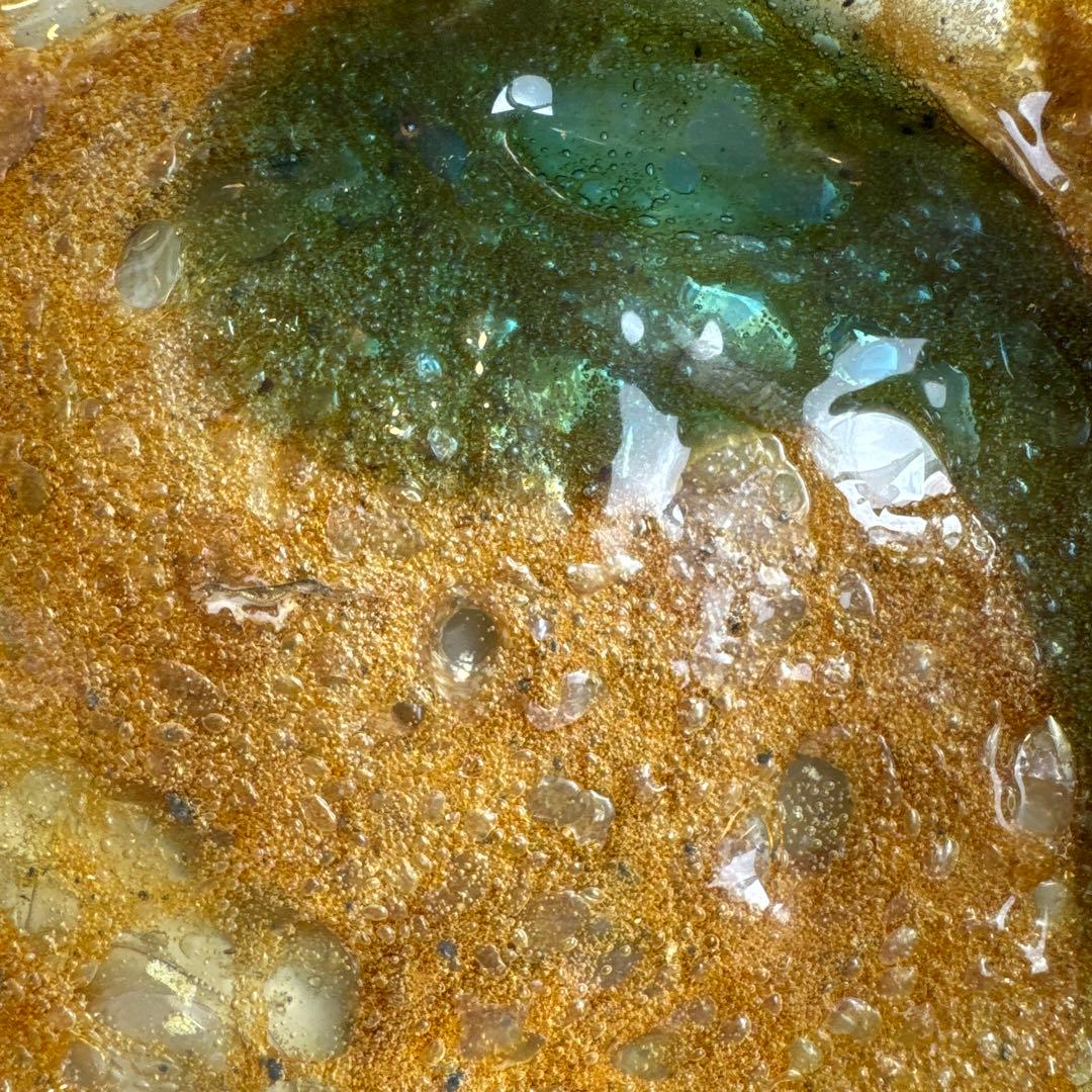 稲嶺盛吉氏.宙吹きガラス.茶泡ガラス.深皿