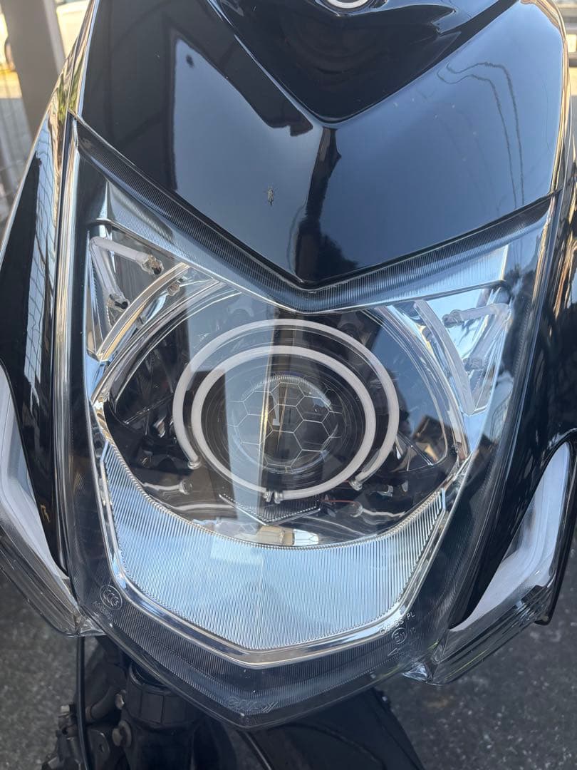 「今日中」 シグナス3型　紫色 LED ヘッドライト　プロジェクター デビルアイ