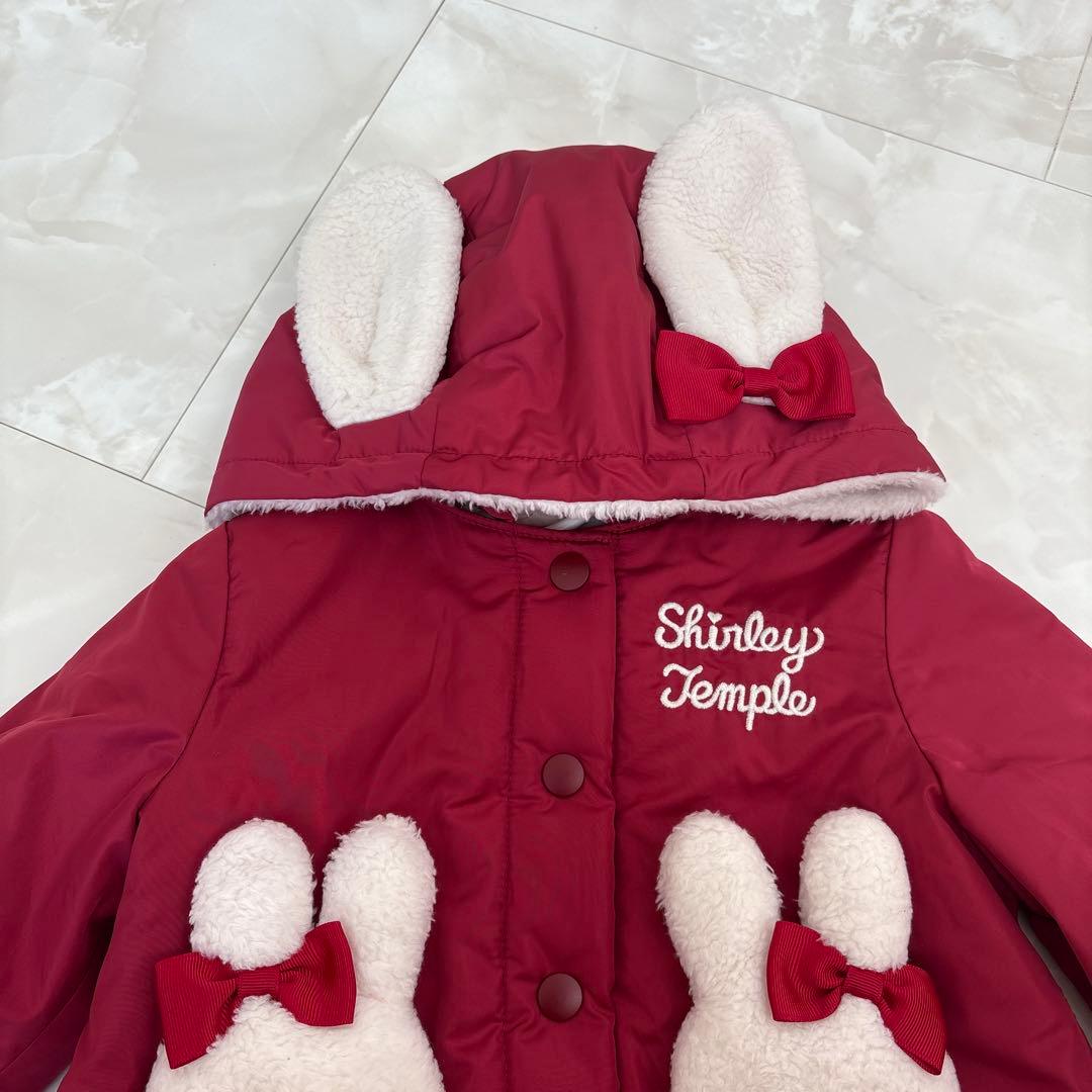 美品♡シャーリーテンプル♡うさぎタフタコート♡赤♡ベビフリ♡うさ耳アウター