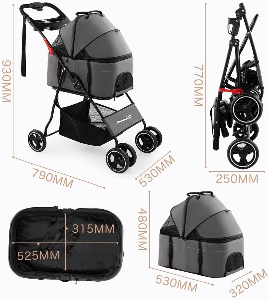 ペットカート ベビーカー 犬 バギー:小型犬 中型犬 猫 多頭 カート 4輪