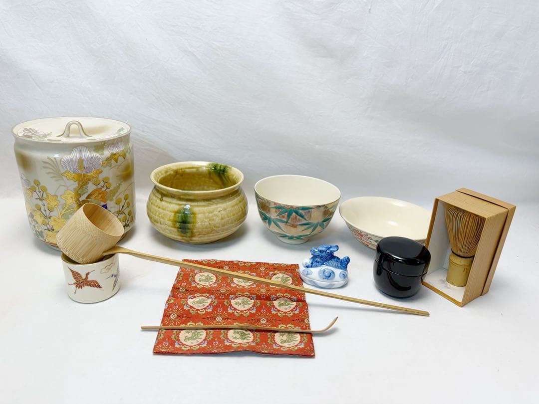 ほぼ未使用 茶道具 焼桐 短册箱 茶箱 茶道具一式 十二点セット 野点 元箱