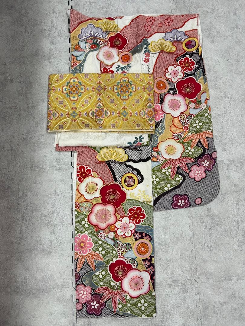 《美品》振袖　単品 A No.425 白地絞り　中振袖160〜170cm