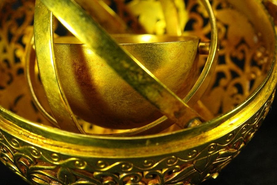 香道具 鍍金 纏枝蓮花 鳳紋透かし 吊り香炉 球香炉 唐物(K-YC347-2)