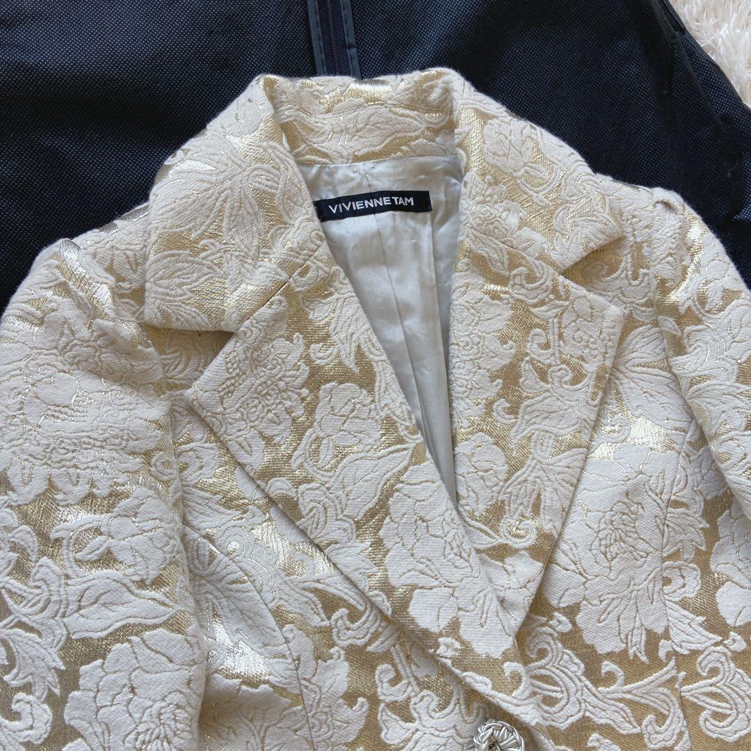 美品　ヴィヴィアンタム　ゴールド花柄コート　ジャガード　チャイナ　金　ロング　0