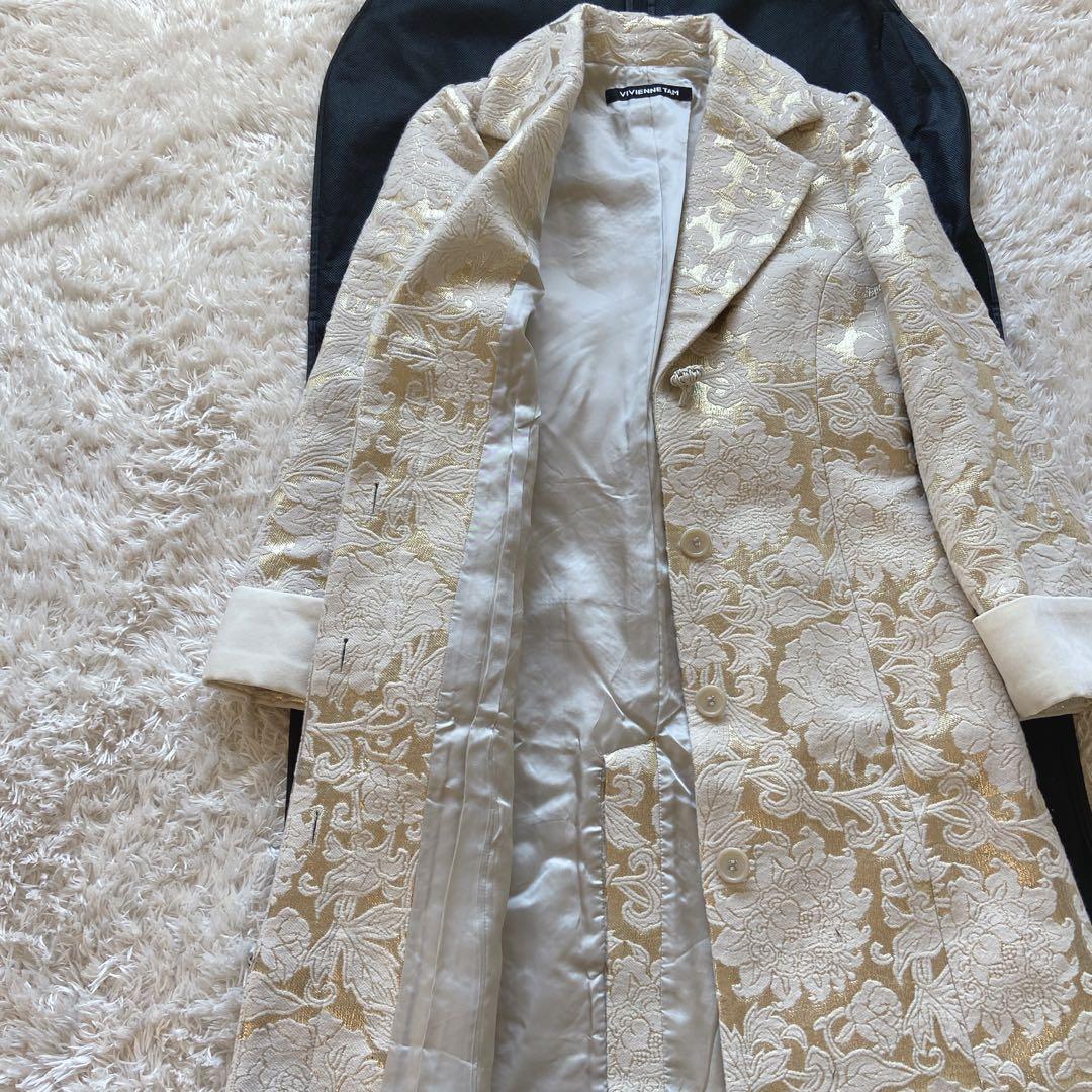 美品　ヴィヴィアンタム　ゴールド花柄コート　ジャガード　チャイナ　金　ロング　0