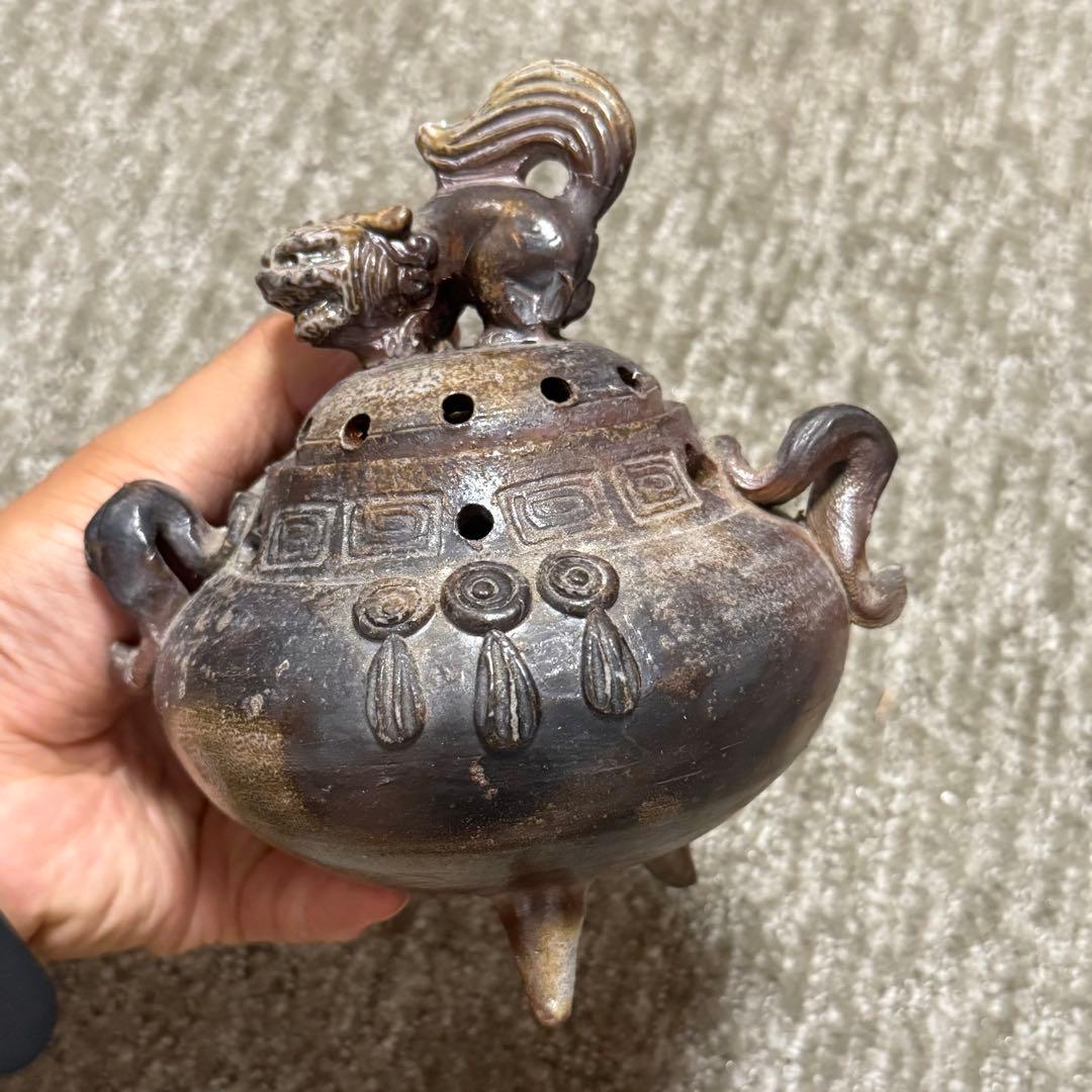 備前焼 獅子摘 三足 香炉 香道具茶道具文房具仏教美術