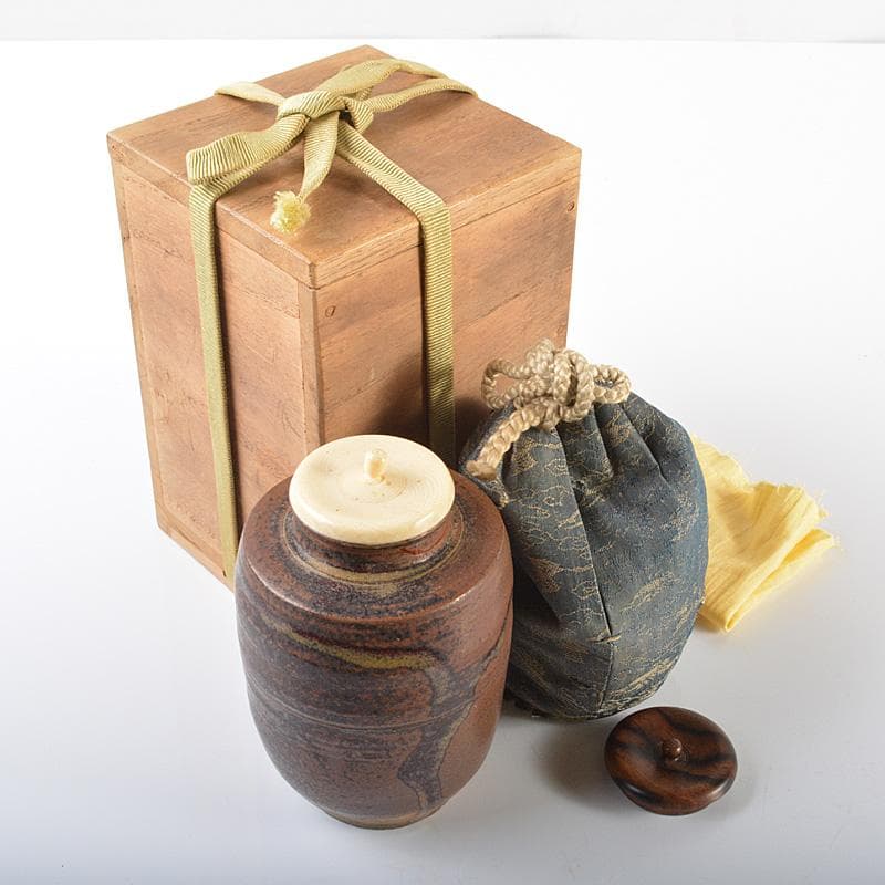 茶道具　瀬戸焼　古瀬戸　肩衝茶入　仕覆付　時代箱　M　R6265