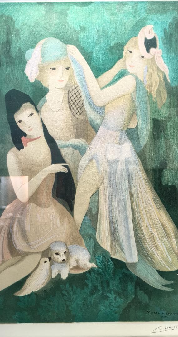 マリー・ローランサン「Dans le Parc」リトグラフ 額入り　公園の中